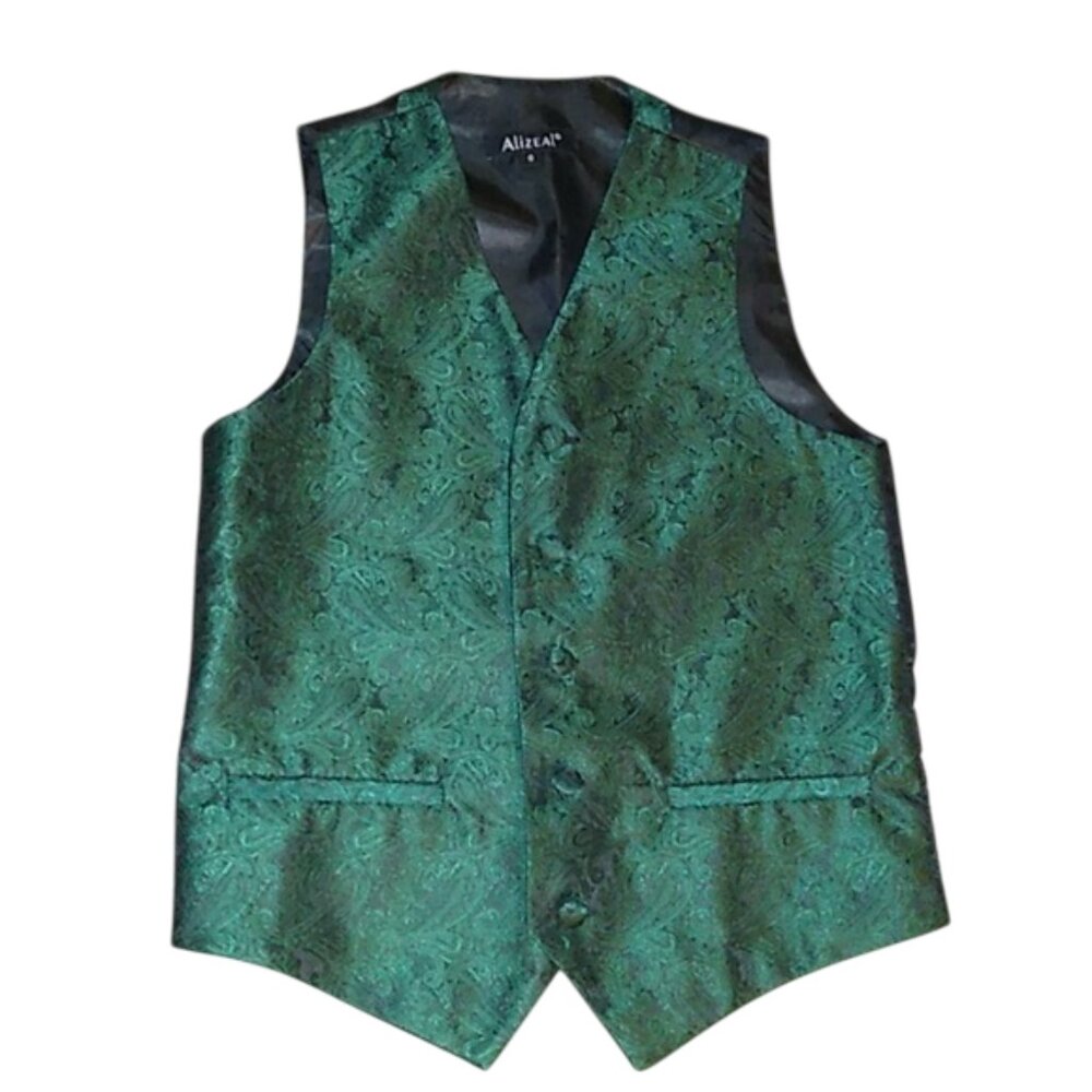 ALIZEAL, SUIT VEST, COLOR: GREEN, BLACK, SIZE: 8